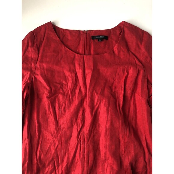 Glamour Short Bell Sleeve Crochet Embellishment Red Dress Size 18 NWT - Picture 3 of 11